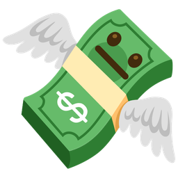 neutral face and money with wings