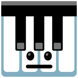 neutral face and musical keyboard