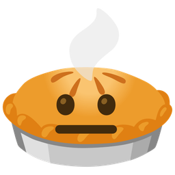 neutral face and pie