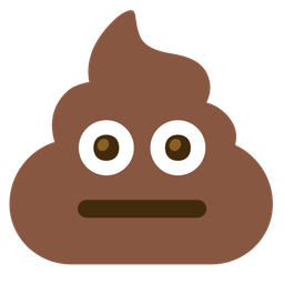 neutral face and pile of poo