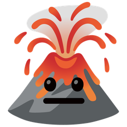 neutral face and volcano