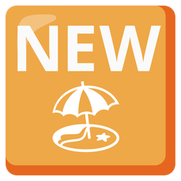 NEW button and Beach with umbrella