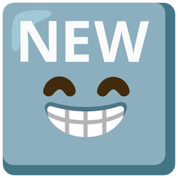 NEW button and Beaming face with smiling eyes