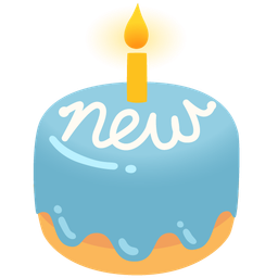 NEW button and Birthday cake