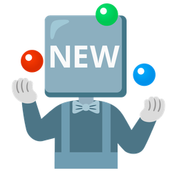 NEW button and clown face