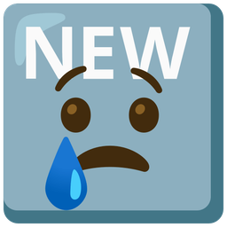 NEW button and crying face