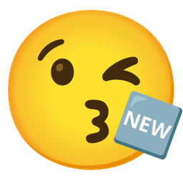 NEW button and Face blowing a kiss