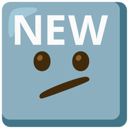 NEW button and face with diagonal mouth