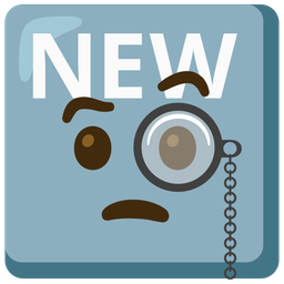 NEW button and face with monocle