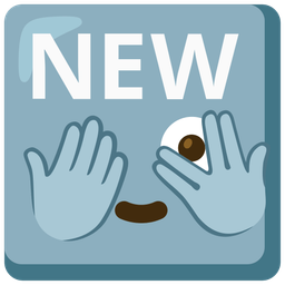 NEW button and face with peeking eye