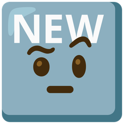 NEW button and face with raised eyebrow
