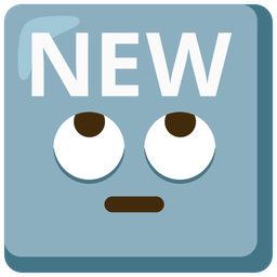 NEW button and face with rolling eyes