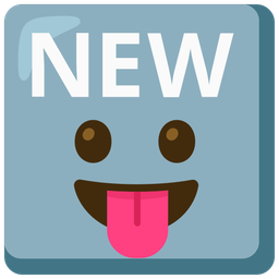 NEW button and Face with tongue