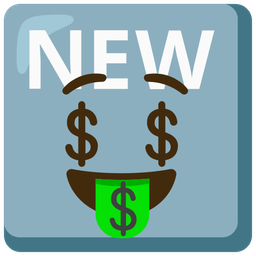 NEW button and Money-mouth face