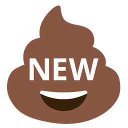 NEW button and pile of poo