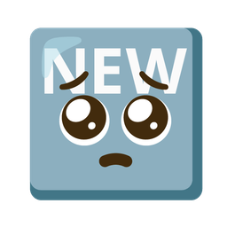 NEW button and pleading face