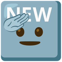 NEW button and saluting face