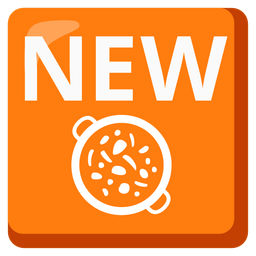 NEW button and Shallow pan of food