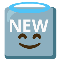 NEW button and Smiling face with halo