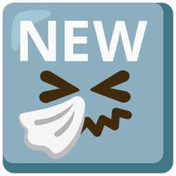 NEW button and sneezing face