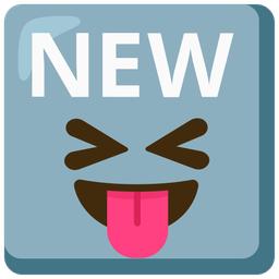 NEW button and Squinting face with tongue