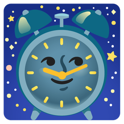 new moon face and alarm clock