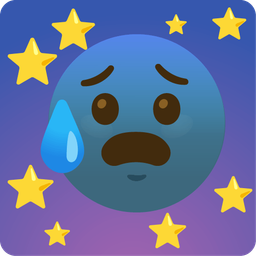 new moon face and anxious face with sweat