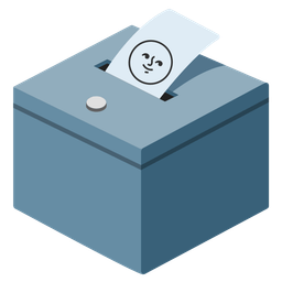 new moon face and ballot box with ballot