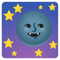 new moon face and bat