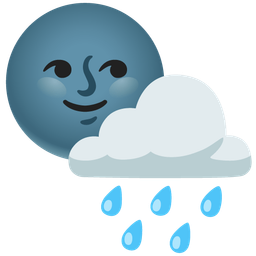 new moon face and cloud with rain