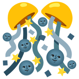 new moon face and confetti ball