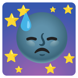 new moon face and downcast face with sweat