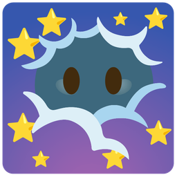 new moon face and face in clouds