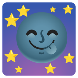 New moon face and Face savoring food