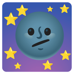 new moon face and face with diagonal mouth