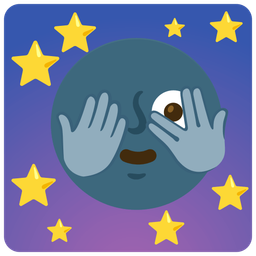 new moon face and face with peeking eye