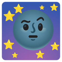 new moon face and face with raised eyebrow