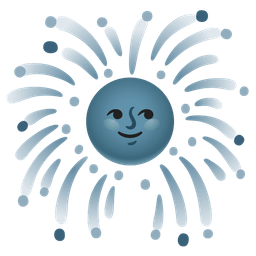 new moon face and fireworks