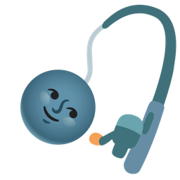 new moon face and fishing pole