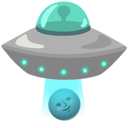 new moon face and flying saucer