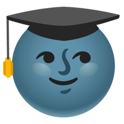 new moon face and graduation cap