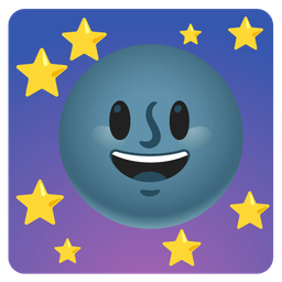 New moon face and Grinning face with big eyes