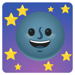 New moon face and Grinning face