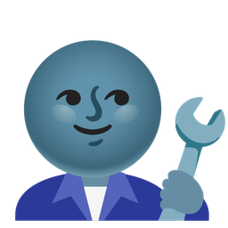 new moon face and hammer and wrench