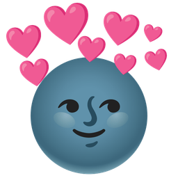 new moon face and heart with arrow