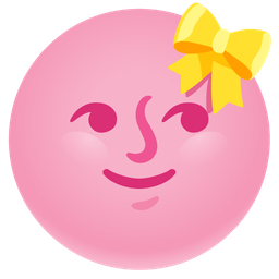 new moon face and heart with ribbon