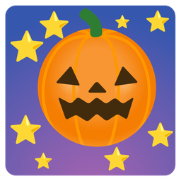 new moon face and jack-o-lantern