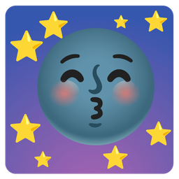 New moon face and Kissing face with closed eyes