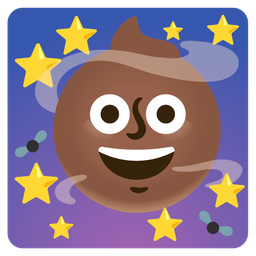 new moon face and pile of poo