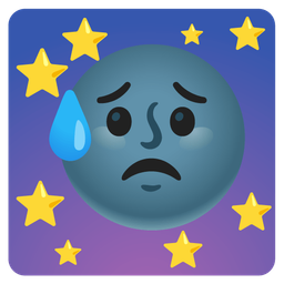 new moon face and sad but relieved face